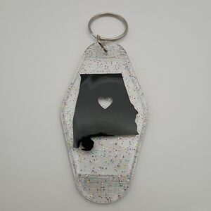 Vintage Style Clear And Black Alabama Keychain